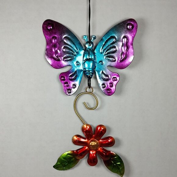 Trueliving Indoor Outdoor Garden Hanging Wall Decor Multicolor Butterfly Flower - Picture 2 of 8